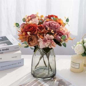 Zijde Kunstmatige Rozen Bloemen for Bruiloft Thuis Herfst Decoratie Groot Boeket Luxe Nep Bloemstuk Bulk Schieten Props (Color : pink)