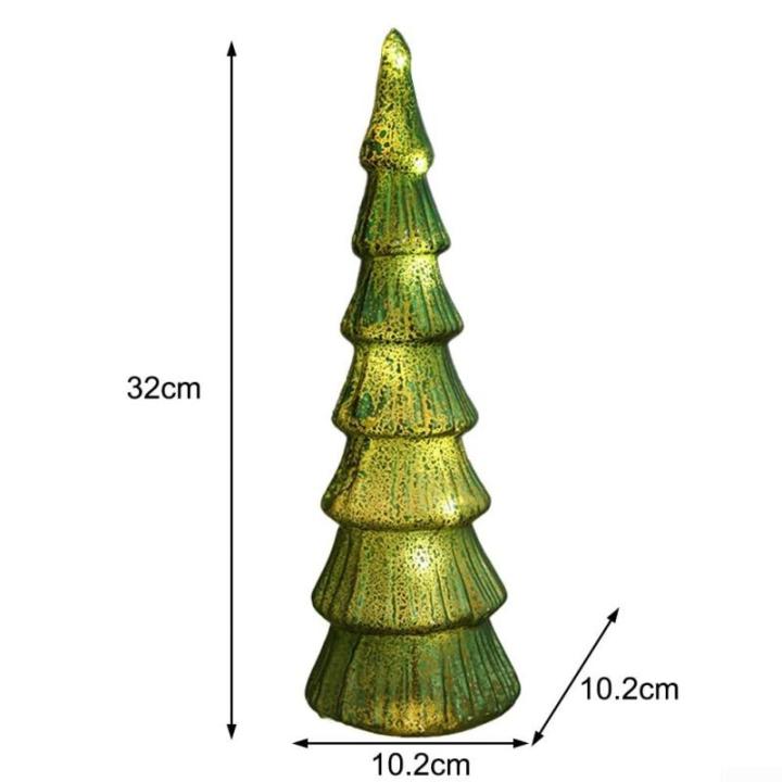 Exquisiter Glas-Weihnachtsbaum mit Lichtern Glas-Weihnachtsbaum mit Lichtern Tischdeko Weihnachtsbaum Leuchtturm Ornamente (E)