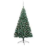 Künstlicher Halb-Weihnachtsbaum Beleuchtung Kugeln Grün 210 cmGrün und Rose