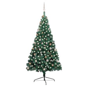 Künstlicher Halb-Weihnachtsbaum Beleuchtung Kugeln Grün 210 cmGrün und Rose
