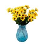 Kunstblumen Sonnenblumen-Dekor Gelbe gefälschte Sonnenblume in Vase, Stängel aus Seide, Tischdekoration, Hochzeitsdekoration (Glasvase), Höhe: 30 cm für jeden Anlass