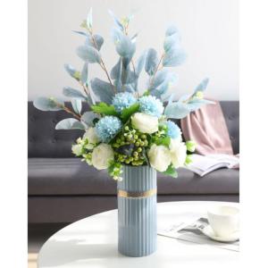 Kunstblumen Kunstseidenblumen mit Vase für Heimdekoration und Hochzeit, Blumenarrangement, Valentinstagsgeschenke, Kunstblumen für jeden Anlass