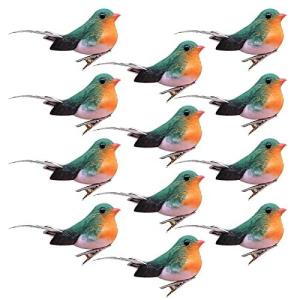 Kunstmatige roodborstjesvogel om vast te klemmen, rode kardinaal, kerstboomdecoratie, vogelknutselsets voor boom, huis, tuin, feestdecoraties buiten (A2, 12 stuks, robin)