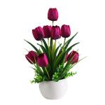Kunstblumen Künstliche Tulpenblumen mit Keramikvase, echter Tulpenstrauß, lebendiges Tulpenblumenarrangement, für Hausgartenparty für jeden Anlass