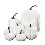 7 stuks kunstpompoenen, pompoen, decoratie, sierpompoen, kunstplantset voor Halloween, decoratie, herfstdecoratieset, 4 maten, wit