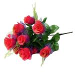 Künstlicher Rosenstrauß, Simulation von 12 Pfauenrosen, Seidenblumen, Hochzeitsdekoration, Heimtextilien, künstliche Blume (Orange)