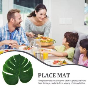 12 Stück künstliche Monstera-Blatt-Tischflagge, Besteckunterlage, grüne Palmblätter, Party-Dekorationen für Familie, Wanddekoration, Dschungel-Party-Zubehör