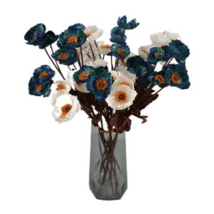 Mohn künstliche Blume Langer Stamm echte Touch Seidenblume Faux Mohn für Gartendekor 6pcs, künstliche Blumen