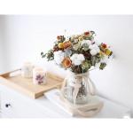 Kunstblumen Kunstblumen-Arrangements mit Vase, unsterblicher Blumenstrauß, Kapok-Sonnenblume, goldene Kugel, Tischdekoration für jeden Anlass
