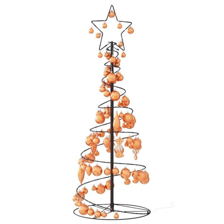 Kerstboom kegelvorm met ballen 80 leds warm wit 120 cm
