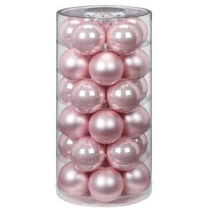 Inge Glazen , mooie van glas, 30 ballen in doos, kerstboomversiering, kerstboomballen (Lovely Magnolia, roze)