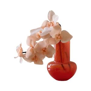 Kunstblumen Künstliche Orchideenblumen mit orangefarbener Glasvase Real Touch Künstliche Schmetterlings-Orchideenblume für Hochzeiten im Home Office für jeden Anlass