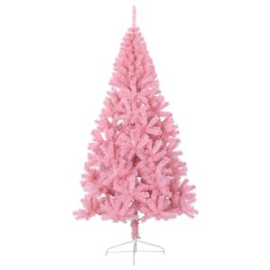 Kunstkerstboom met standaard, 180 cm hoog, kunstdennenboom, kerstdecoratie, kerstboom, kunstboom, hoge pvc en staal, roze