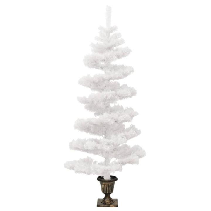 Spiral-Weihnachtsbaum mit Beleuchtung und Topf Weiß 120 cm Christbaum Dekobaum Kunstbaum mit Ständer Tannenbaum Weihnachten Künstlicher Weihnachtsbaum für Weihnachtsdeko