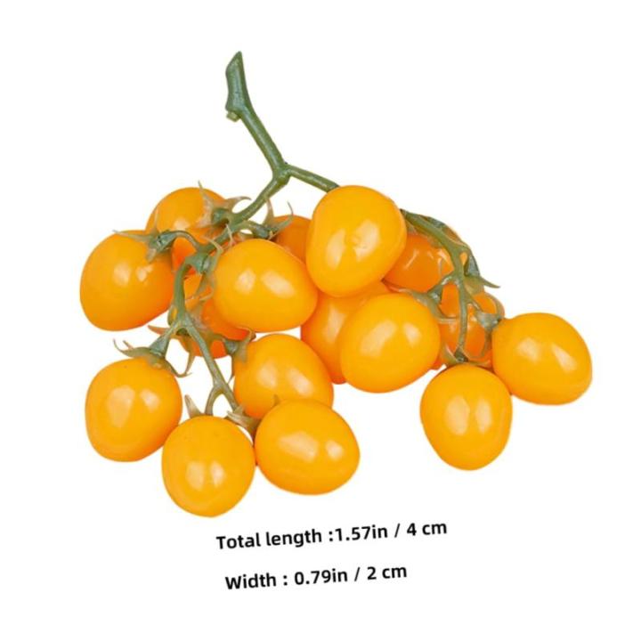 2st Simulierte Kleine Tomaten Künstliche Kirschtomaten-Modell Kunstfruchtdekor Realistisch Simulationsfrucht Zuhause Gefälschte Fruchtstütze Küche Kirschtomaten Prop Yellow Sch
