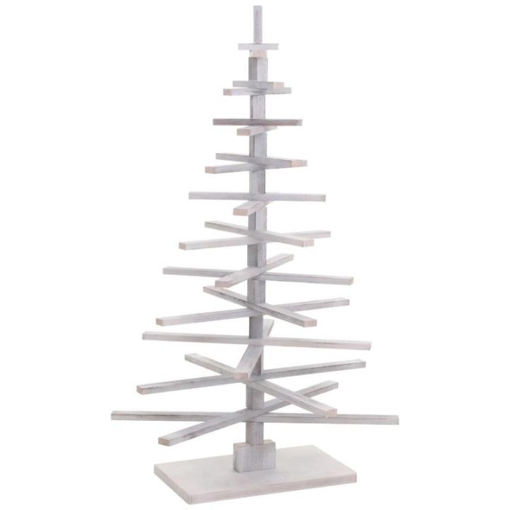 Decoratieve kerstboom HWC-H77, 3D-kerstboom, kerstdecoratie, shabby look, dennenhout, verstelbaar, 130 x 82 x 82 cm, wit