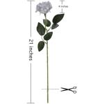 12 stuks Kunstmatige Rozen, 53cm Kunstrozen Enkele Lange Steel , Realistische voor Bruiloftsboeket, Thuis Tuin Woonkamer Hotel Kantoor Decoratie (Zilver)
