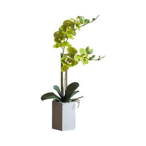 Kunstblumen Künstliche Phalaenopsis-Blumen mit Vase für Esstische, Häuser, Büros, Eingangsbereich, Wohnzimmer, Dekoration für jeden Anlass