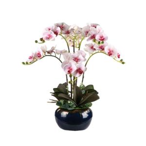 Kunstblumen Künstliches Blumenset, künstliche Phalaenopsis-Blumen, Pflanzenarrangement mit Keramiktopf, künstliche Ornamente in schöner Form für jeden Anlass