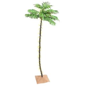 Künstliche Palme mit 136 LEDs Dekobaum Kunstbaum Deko für Weihnachten, Party, Hochzeit, Garten, Balkon Warmweiß 220 cm