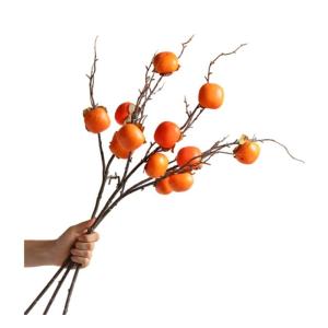 Kunstblumen Künstlicher Fruchtschaum Kaki，Zweigstrauß Gefälschte Blume Getrocknete Blume Wohnaccessoires Natürlich，Für Schaufenster für jeden Anlass
