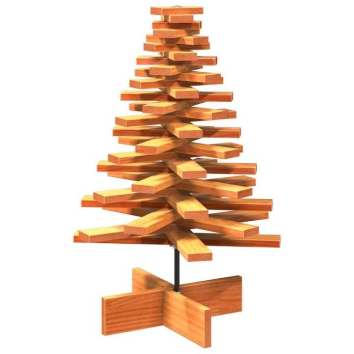 Kerstboom, dennenboom hout om te versieren, kerstboom houten boom DIY kerstdecoratie decoratieve boom kerstdecoratie, wasbruin 80 cm massief hout grenen
