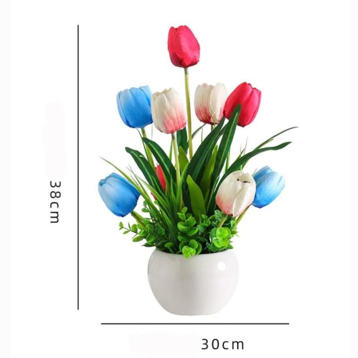 Kunstblumen Gefälschte Tulpe im Topf, mehrfarbige künstliche Blumen, echte Haptik, künstliche Tulpe für Hausgarten, Hochzeitsfeier, Simulationspflanzen für jeden Anlass