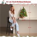 Set van 2 61 cm mini-kunstkerstboom met 35 warmwitte ledlampen en 12 dennenappels, kleine kerstboom, tafel, dennenboom voor kerstdecoratie, groen