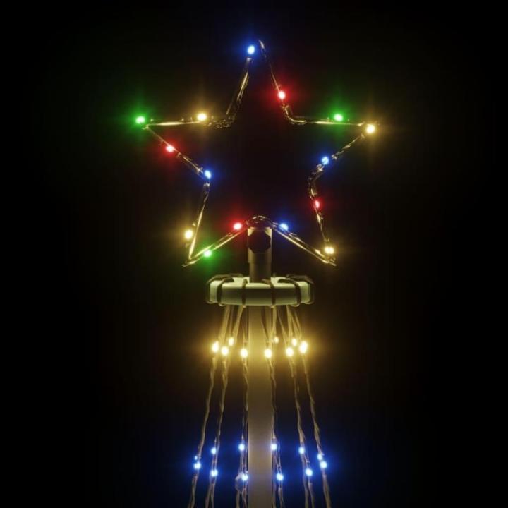 Kerstboom met haringen, lichtboom, kerstdecoratie, sterverlichting, buiten, verlichte lichtketting, meerkleurig, 732 leds, 500 cm