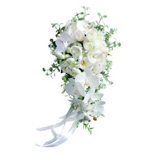 Hochzeit Cascading Brautstrauß künstlich für Schmetterling Orchidee Wasserfall Blume