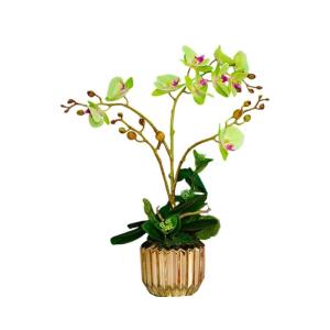 Kunstblumen Künstliches Blumenset, Seidenorchideenblumen, künstliche Bonsai-Kunstblumen-Phalaenopsis-Dekoranordnung in Goldener Vase für jeden Anlass