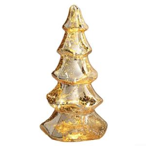 Exquisiter Glas-Weihnachtsbaum mit Lichtern, Glas-Weihnachtsbaum mit Lichtern, Tischplatte, dekorativer Weihnachtsbaum, Leuchtturm-Ornamente (C)