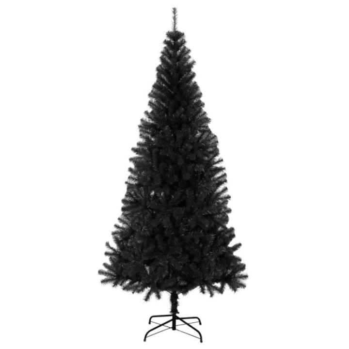 Kunstkerstboom, USB-kerstboom, dennenboom, kunstkerstboom met standaard, zwart, 210 cm, pvc-kerstboom met verlichting,