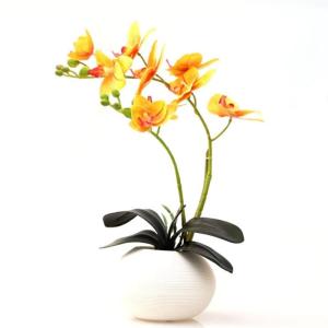 Kunstblumen Gefälschte Orchidee im Topf, künstliche Blumen mit Vase, Phalaenopsis-Arrangement, Innendekoration für Zuhause, Hochzeitsfeier für jeden Anlass