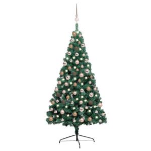 Künstlicher Halb-Weihnachtsbaum Beleuchtung Kugeln Grün 150 cmGrün und Rose