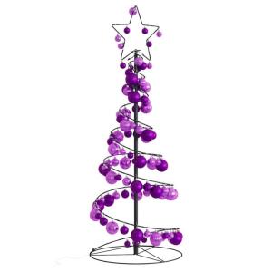 Kerstboom kegelvorm met ballen 80 leds warm wit 120 cm