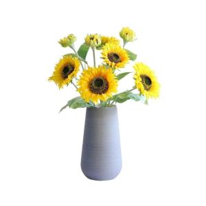 Kunstblumen Künstliche Blumen und Topfset, künstliche Sonnenblumen aus Seide mit Stielen für Blumenarrangements, Hochzeitssträuße, Tischdekoration für jeden Anlass