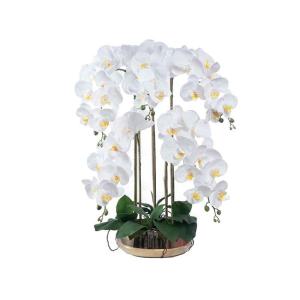 Kunstblumen Künstliche Blumen mit Vasen, realistische weiße Orchideen, PU-Phalaenopsis-Arrangement, Tischdekoration für Hochzeit, Party für jeden Anlass