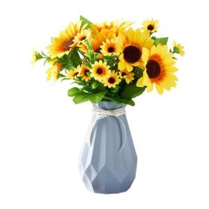 Kunstblumen Künstliche Sonnenblume, für Badezimmer, Küche, rustikal, Tischdekoration, Regal, für Immer Blumen (Sonnenblume + mit Vase) für jeden Anlass