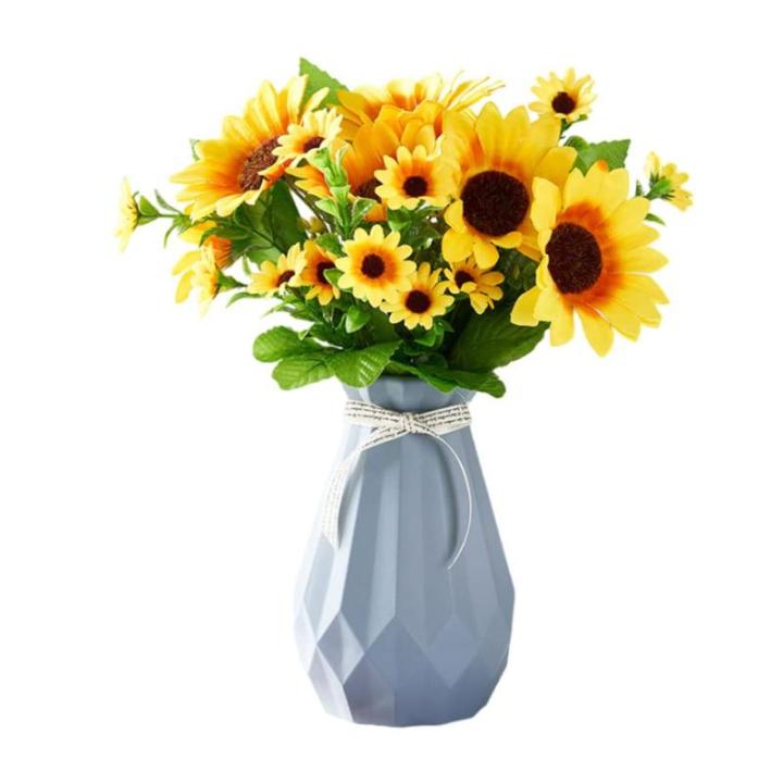 Kunstblumen Künstliche Sonnenblume, für Badezimmer, Küche, rustikal, Tischdekoration, Regal, für Immer Blumen (Sonnenblume + mit Vase) für jeden Anlass