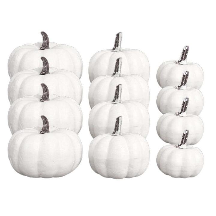 12 stuks realistische witte pompoenen van de herfstpompoenoogst voor huis tuin decoratie
