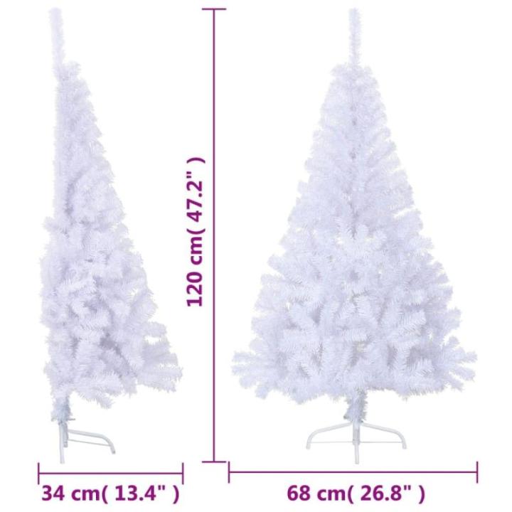 Kunstkerstboom met standaard, hoge kunstkerstboom, 120 cm hoog, kerstdecoratie van pvc en staal, wit