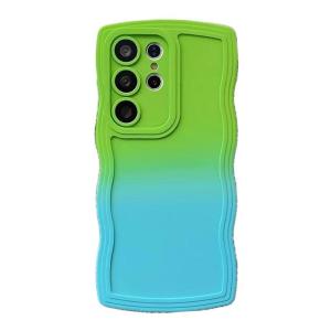 Miagon Gradient esthetische golfhoes voor Samsung Galaxy S20 Ultra, schattige golven, telefoonhoes voor dames en meisjes, krullend frame, design, siliconen TPU bumper beschermhoes