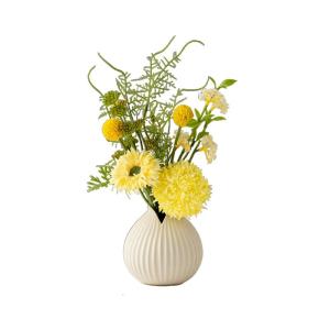 Kunstblumen Künstliche Blumen mit Keramikvase, Seidenblumenarrangements, künstliche Kunstblumensträuße für Büro, Zuhause, Festival-Dekoration für jeden Anlass