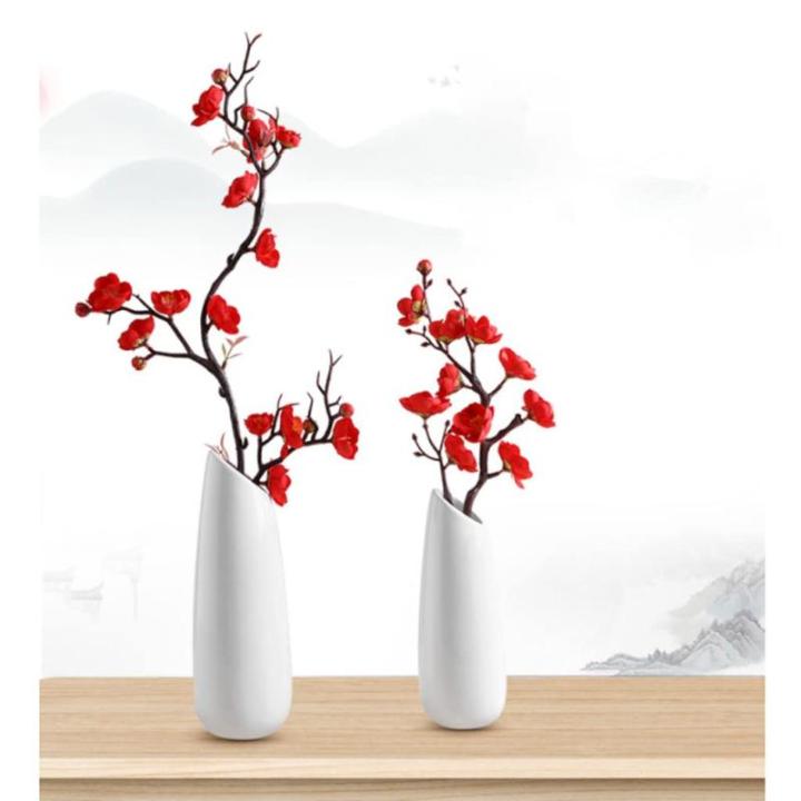 Kunstblumen Pflaumenblüten-Kunstblumen, mit Vase, Kunstblume, Kunstpflanze, Topfdekoration, für Zuhause, Wohnzimmer, Party, Hochzeit für jeden Anlass