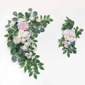 Künstliche Rose Blume Eukalyptus Reben Rattan Floral Hochzeit Party Hintergrund Arch Wand Erklärung