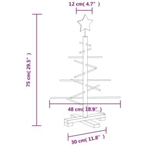 Kerstdecoratie kerstboom 75 cm massief grenenhout