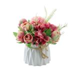 Kunstblumen Künstliche Blumen, Seidenblumen, Blumensträuße mit Keramikvase, Tischdekoration, gemischte künstliche Blumenarrangements für jeden Anlass