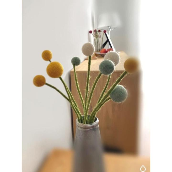 9 vilten bloemen, kleine bloemengroet, bloemenboeket, Moederdag, handgemaakt (geel)