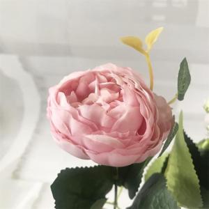 Rose Pink Silk Peony Bloemen Boeket 5 Grote Hoofd en 4 Knoppen Nep Bloemen voor Thuis Bruiloft Decoratie Indoor (J,6 * 30cm)